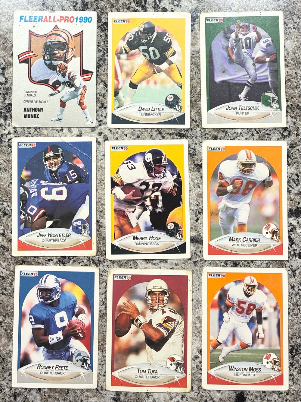 1990 Fleer Football Cards - Set of 9